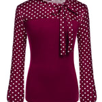 Zeagoo Bow Tie Neck Long Sleeve Shirts Work Tops