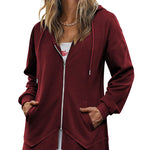Women Zip Up Hoodies Fleece Lined Tunic Sweatshirt Long Casual Hoodie Jacket with Pockets - Zeagoo (Us Only)