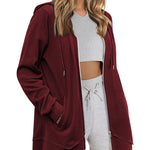 Women Zip Up Hoodies Fleece Lined Tunic Sweatshirt Long Casual Hoodie Jacket with Pockets - Zeagoo (Us Only)