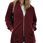 Women Zip Up Hoodies Fleece Lined Tunic Sweatshirt Long Casual Hoodie Jacket with Pockets - Zeagoo (Us Only)