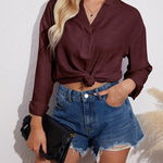 Womens Blouses Dressy Casual Long Sleeve Henley V-Neck Button Up Drop Shoulder Blouse Shirt Tops Relaxed Fit S-XXL - Zeagoo (Us Only)