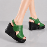Women's Soft Leather Platform Wedge Sandals | Effortless All-Day Comfort Fit