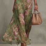 Serena | Floral chiffon maxi dress with halter neckline