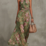Serena | Floral chiffon maxi dress with halter neckline