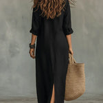 Céline™ | Black Maxi Dress with Buttons