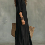 Céline™ | Black Maxi Dress with Buttons