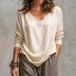 Constance | Three-Piece Beige and Grey Layered Casual Set with Palazzo Pants, Elegant