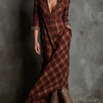 Valentine | Long Shirt Dress with Green Check Collar