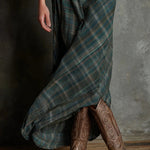 Valentine | Long Shirt Dress with Green Check Collar