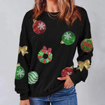 Zeagoo Black Sequined Christmas Graphic Pullover Sweatshirt