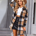 Zeagoo Women Plaid Jacket Mid Length Coat