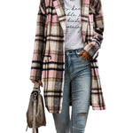 Zeagoo Women Plaid Jacket Mid Length Coat