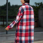 Zeagoo Plaid Shacket Jacket Long Button Down Shirts