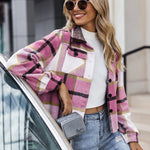 Zeagoo Flannels for Women Cropped Shacket Jacket