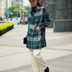Zeagoo Women Plaid Jacket Mid Length Coat