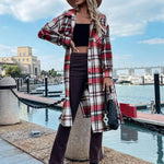 Zeagoo Plaid Shacket Jacket Long Button Down Shirts