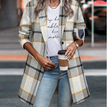 Zeagoo Women Plaid Jacket Mid Length Coat
