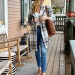 Zeagoo Women Plaid Jacket Mid Length Coat