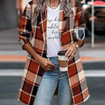 Zeagoo Women Plaid Jacket Mid Length Coat