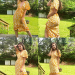 Zeagoo Women's Bohemian Floral Tie Front V Neck Midi Dresses