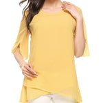 Womens Casual Scoop Neck Loose Top 3/4 Sleeve Chiffon Blouse Shirt Tops - Zeagoo (Us Only)