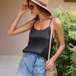 Zeagoo Women's Cowl Neck Satin Camisole Sleeveless Spaghetti Strap Silk Cami Tank Tops Summer Basic Tank Shirt (Us Only)