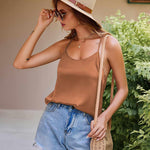 Zeagoo Women's Cowl Neck Satin Camisole Sleeveless Spaghetti Strap Silk Cami Tank Tops Summer Basic Tank Shirt (Us Only)