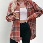 Zeagoo Loose Fit Plaid Shirt Casual Long Sleeve Lapel Collar Button Tunic Tops