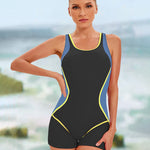Zeagoo Women's Color Block One Piece Swimsuits Backless Tummy Control Lap Swimwear