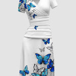 Zeagoo Women's Casual V Neck Short Sleeve Sundress Loose Flowy Print Tunic Beach Dresses