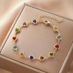 Bérénice™ | Gold Bracelet with Multicolored Hearts