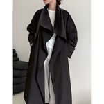 Stand-up Collar Retro Belted Mid-length Loose Coat