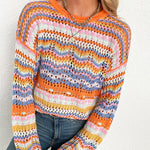 Zeagoo Casual Sweater Rainbow Striped Knitwear