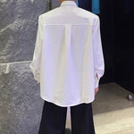 Lapel Loose Rhinestone Solid Color Shirt