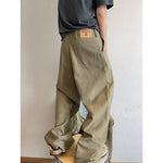 Retro Frayed Pleated Straight-leg Cargo Pants