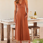 Zeagoo Women's Casual Sleeveless Hollows High Waist Bodysuit Spaghetti Strap Loose Jumpsuit Overalls