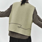 Retro Curved Placket Jacquard Sweater Vest