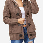 Zeagoo Women's Casual Loose Fitting Fluffy Button Down Knitwear Coatigan Chunky Cable Hooded Cardigan