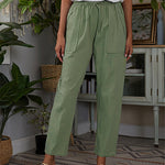 Zeagoo Drawstring Elastic Waist Straight Trousers Pants with Pockets