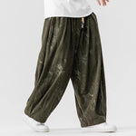 Corduroy Printed Casual Wide-Leg Pants