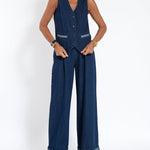 Zeagoo Casual Denim Slim-fit Sleeveless Vest Waistcoats