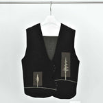 Retro Curved Placket Jacquard Sweater Vest