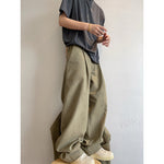 Retro Frayed Pleated Straight-leg Cargo Pants