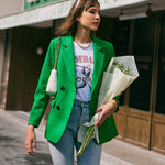 Zeagoo Button Down Collared Blazer Jacket Tops with Pockets