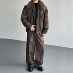 Cable Knit Shearling Fur Collar Jacket