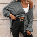 Zeagoo Women's Button Down Horizontal-Ribbing Longline Cardigan