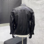 PU Stand Collar Slim Jacket