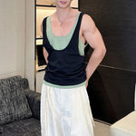 Contrast Color Layered Casual Sleeveless Vest
