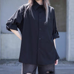 Button-down Loose Casual Black Shirt