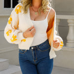 Zeagoo Women's Cute Daisy Knit Cardigan Long Sleeve Casual Flower Open Front Sweater Tops